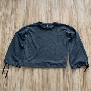 AEO tie-cuff dark gray crew neck sweatshirt Size S